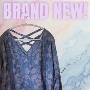 Floral Blue Long Sleeve Top